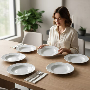 Sembol 6 Parça 22 cm Çukur Yemek Tabağı - GÜRAL PORSELEN