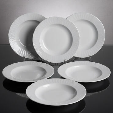 Sembol 6 Parça 22 cm Çukur Yemek Tabağı - GÜRAL PORSELEN