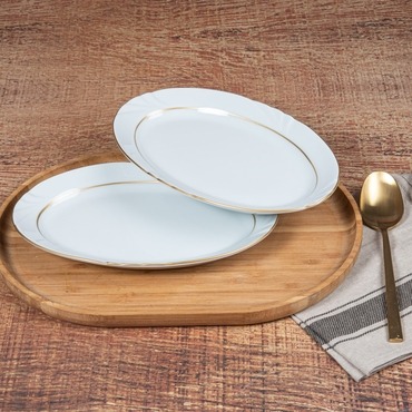 Soprano 2 Adet 25 Cm Gold Kayık Tabak - GÜRAL PORSELEN (1)