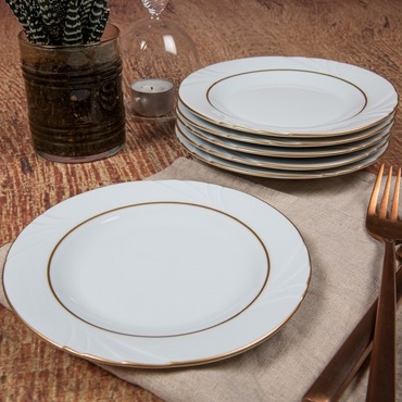 Soprano 6 Adet 16 cm Tatlı Tabağı Mat Altın Yaldız 23 - GÜRAL PORSELEN