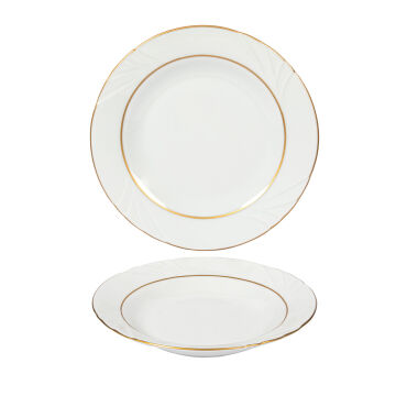Soprano 6 Adet 19 Cm Çukur Yemek Tabağı Mat Altın Yaldız - GÜRAL PORSELEN (1)