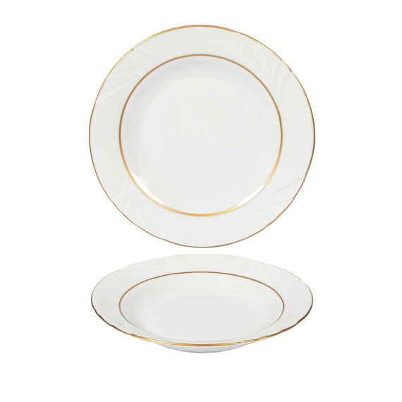 Soprano 6 Adet 23 Cm Çukur Yemek Tabağı Mat Altın File - 2