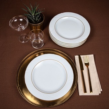 Soprano 6 Parça 25 Cm Servis Takımı Çift Altın Yaldız - GÜRAL PORSELEN