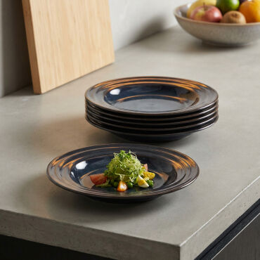 Valeron 6 Adet 22 Cm Çukur Yemek Tabağı Reaktif Oasis 1131 - GÜRAL PORSELEN