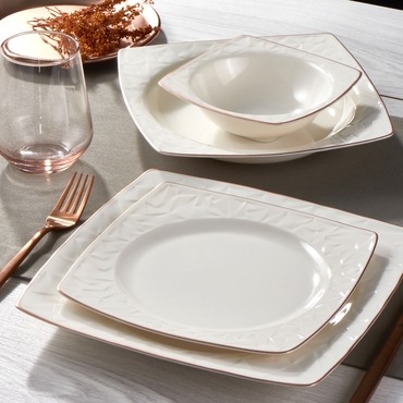 Vivente 8 Parça 2 Kişilik Bone Yemek Takımı - Copper Bakır - GÜRAL PORSELEN (1)