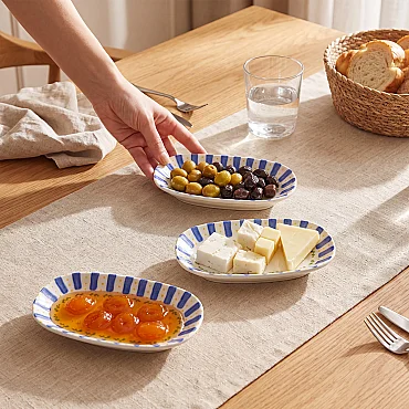 Kayısı 15 cm 3'lü Porselen Kayık Tabak Seti - GÜRAL PORSELEN