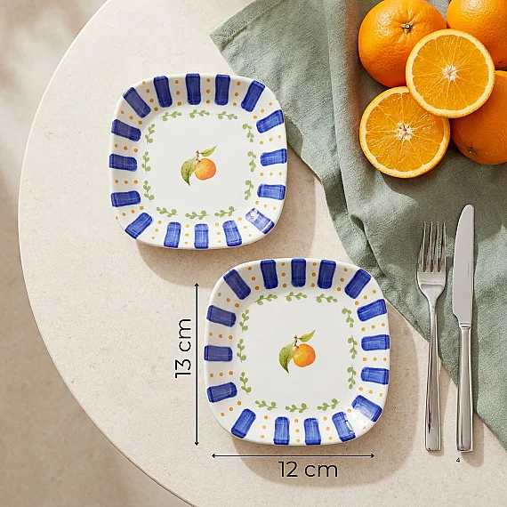 Kayısı Desenli 13 cm Çerezlik ve Sosluk Seti - 2 Parça - 4