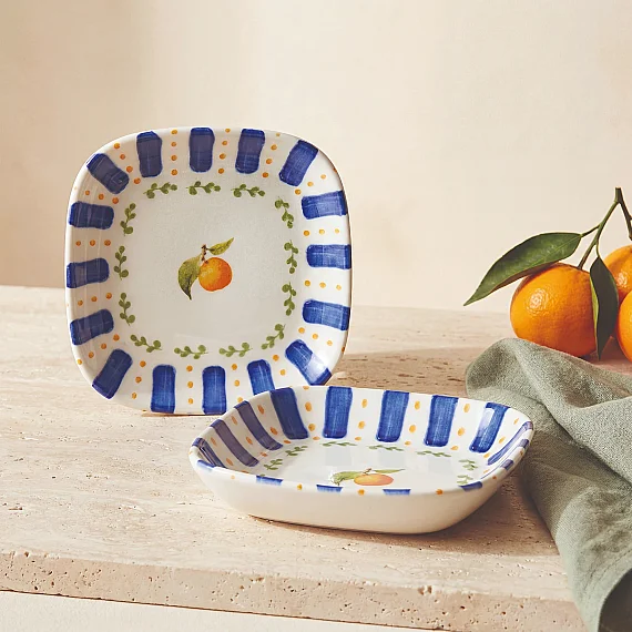 Kayısı Desenli 13 cm Çerezlik ve Sosluk Seti - 2 Parça - 1
