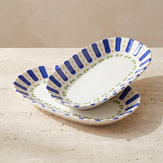 Kayısı 24 cm 2'li Porselen Kayık Tabak Seti - 4