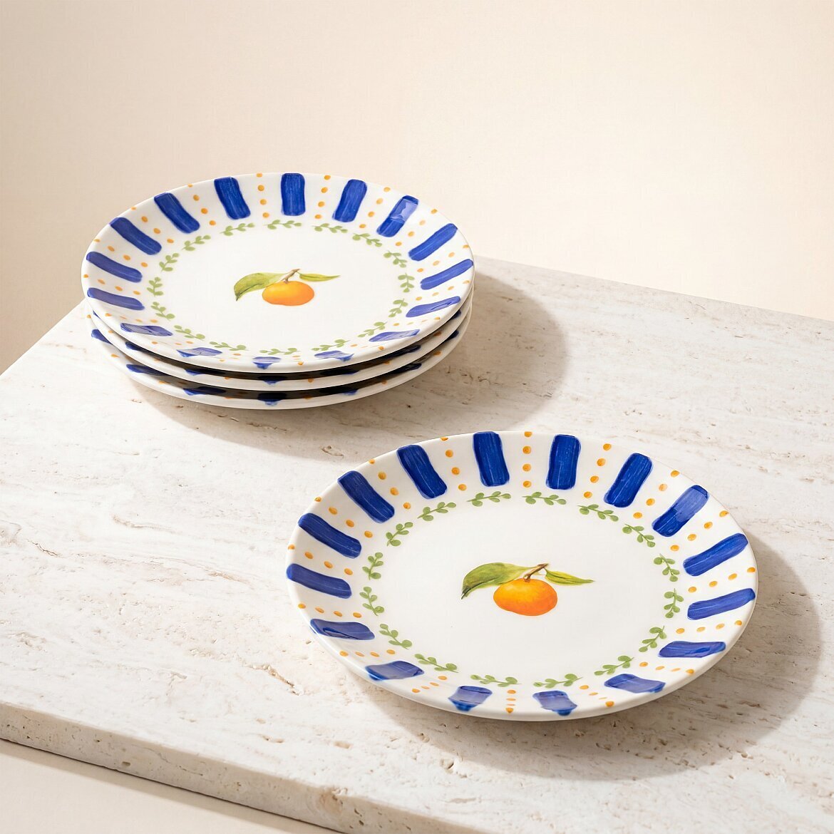 Kayısı Desenli 25 cm 4'lü Servis Tabağı 6561 - GÜRAL PORSELEN (1)