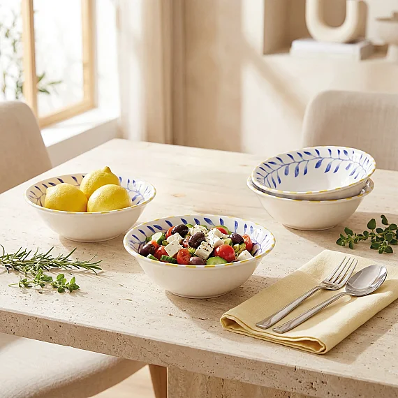 Limon Desenli 14 cm 4'lü Çorba ve Salata Kasesi Seti - 3