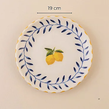 Limon Desenli 19 cm 4'lü Porselen Pasta Tabağı Seti - GÜRAL PORSELEN
