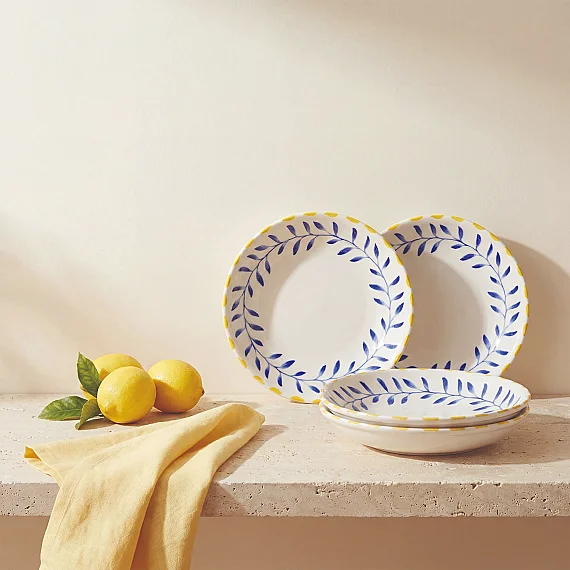 Limon Desenli 4'lü 20 cm Porselen Çukur Tabak Seti - 3