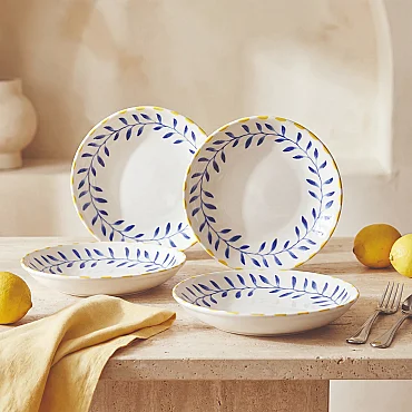 Limon 20 cm 4'lü Porselen Çukur Tabak Seti - GÜRAL PORSELEN