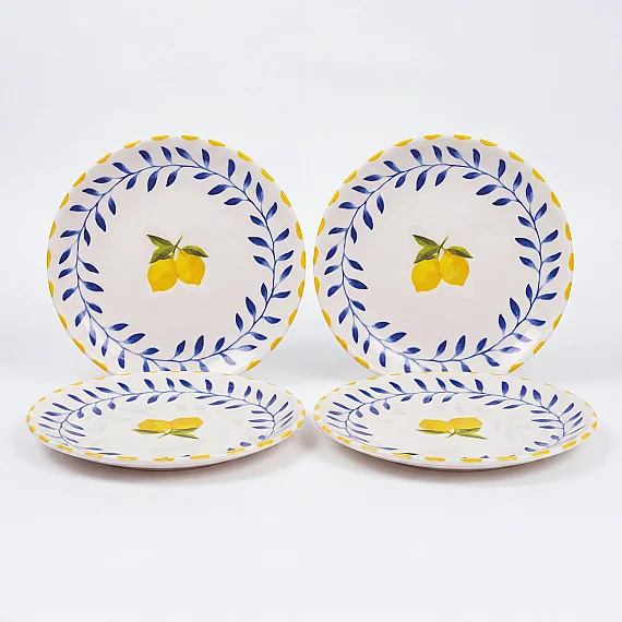 Limon Desenli 25 cm 4'lü Porselen Servis Tabağı Seti - 3