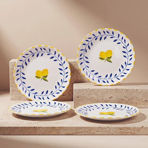 Limon Desenli 25 cm 4'lü Porselen Servis Tabağı Seti - 4