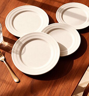 Lizbon 6 Adet 18 cm Porselen Tatlı Tabağı Seti - Krem - GÜRAL PORSELEN
