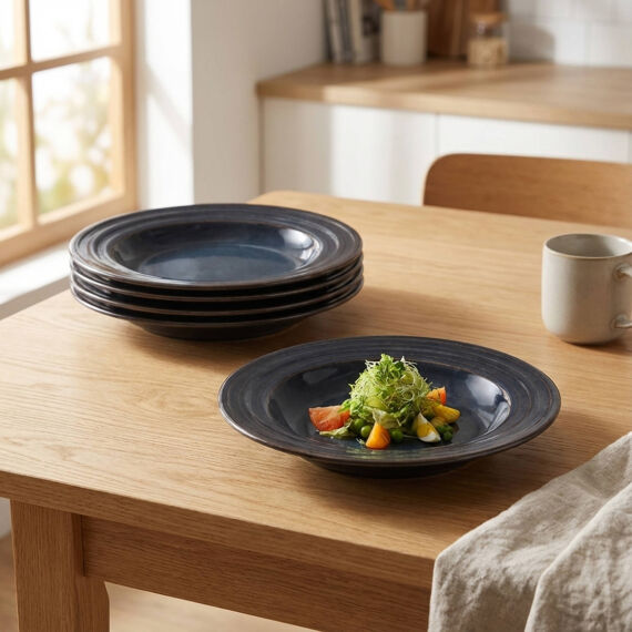 Güral 6 Adet 22 Cm Çukur Yemek Tabağı Reaktif Oasis 1131 - 3