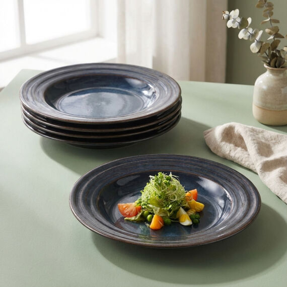 Güral 6 Adet 22 Cm Çukur Yemek Tabağı Reaktif Oasis 1131 - 6