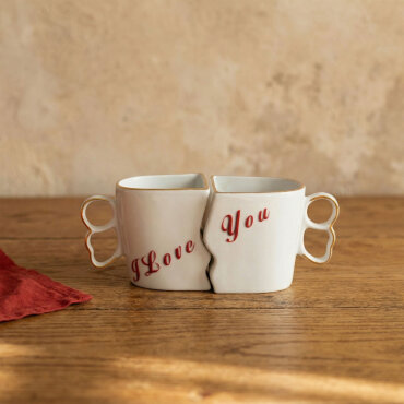 Lovers Hand Made 2'li Kalpli Hediyelik Kutulu Kupa Seti 350 cc - GÜRAL PORSELEN