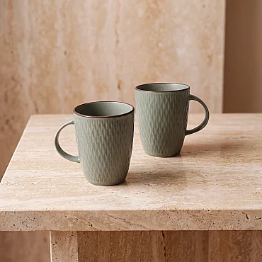 Miranda 2'li Yeşil Porselen Mug Bardak Seti - GÜRAL PORSELEN