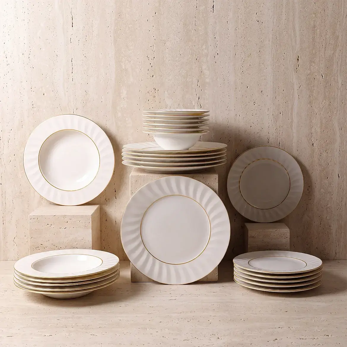 Nexus Bone Porselen 24 Parça 6 Kişilik Yemek Takımı - GÜRAL PORSELEN (1)