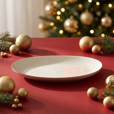 Red Glow 25 cm Kayık Tabak 30KMZ - GÜRAL PORSELEN