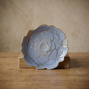 Rose Premium El Dekoru Dekoratif Porselen Tabak 21 cm Mavi - GÜRAL PORSELEN