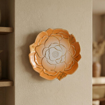 Rose Premium El Dekoru Dekoratif Porselen Tabak 21 cm Turuncu - GÜRAL PORSELEN