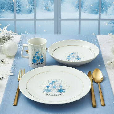 Yeni Yıl Camelia 3 Parça Tek Kişilik Bone Yemek Takımı - 6483 - GÜRAL PORSELEN