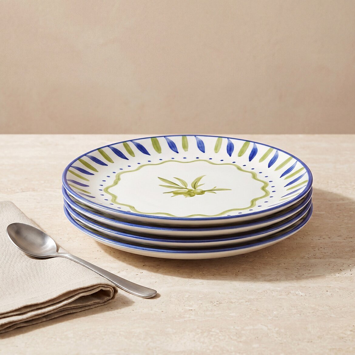 Zeytin Dalı 25 cm 4'lü Servis Tabağı Seti 6515 - GÜRAL PORSELEN (1)